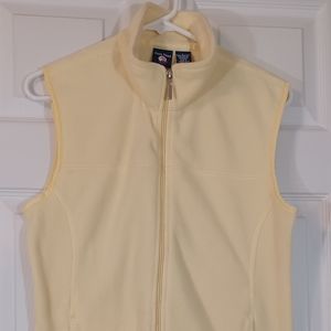 Women DUCK HEAD Yellow Fleece Vest  Size Large zip pockets Crew Neck